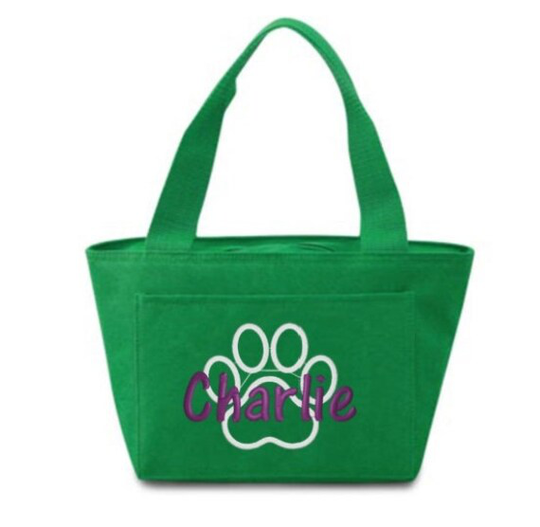 Personalized Pet Lunch Box - Dog Meds Pet Snacks Snack Bag Insulated Pick Your Tote Color, Font, & Thread Color