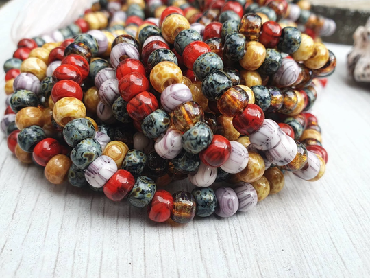 2/0 Aged Mosaic Picasso Seed Beads | 6mm Full Strand