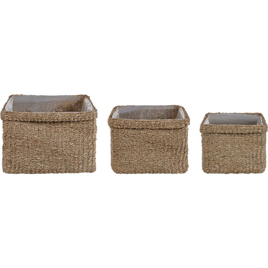 Handwoven Set of 3 Seagrass Plant Pots Planters Natural Accessory Rivuline - Natural
