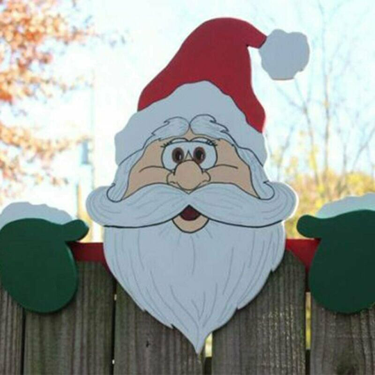 Monly - Holzzaun-Dekoration, perfekte langlebige Rasengarten-Ornament-Dekor, Outdoor-Weihnachtsdekoration (Weihnachtsmann)