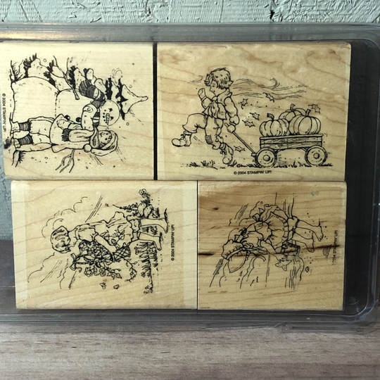 stampin Up Sweet Seasons - Children Pumpkin, Snowman, Beach, Flowers