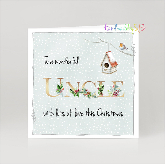 Uncle Christmas Card, "To A Wonderful' Greeting 6" X 6