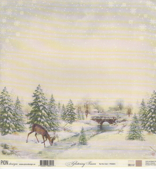 Pion Designs, Glistening Season, By The River, 12x12 Single Sheet, Double Sided