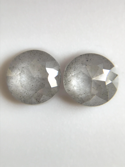 1.26Ct Salt & Pepper Diamond Pair Grey Round Rose Cut