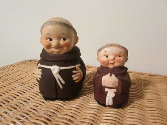 Vintage West Germany Goebel Friar Tuck Monk 2-Part Sugar Bowl & Salt Shaker