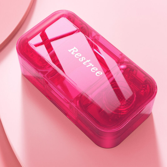 3 in 1 Pill Box, Portable, Can Cut Medicine and Grind Powder rose red - Muff