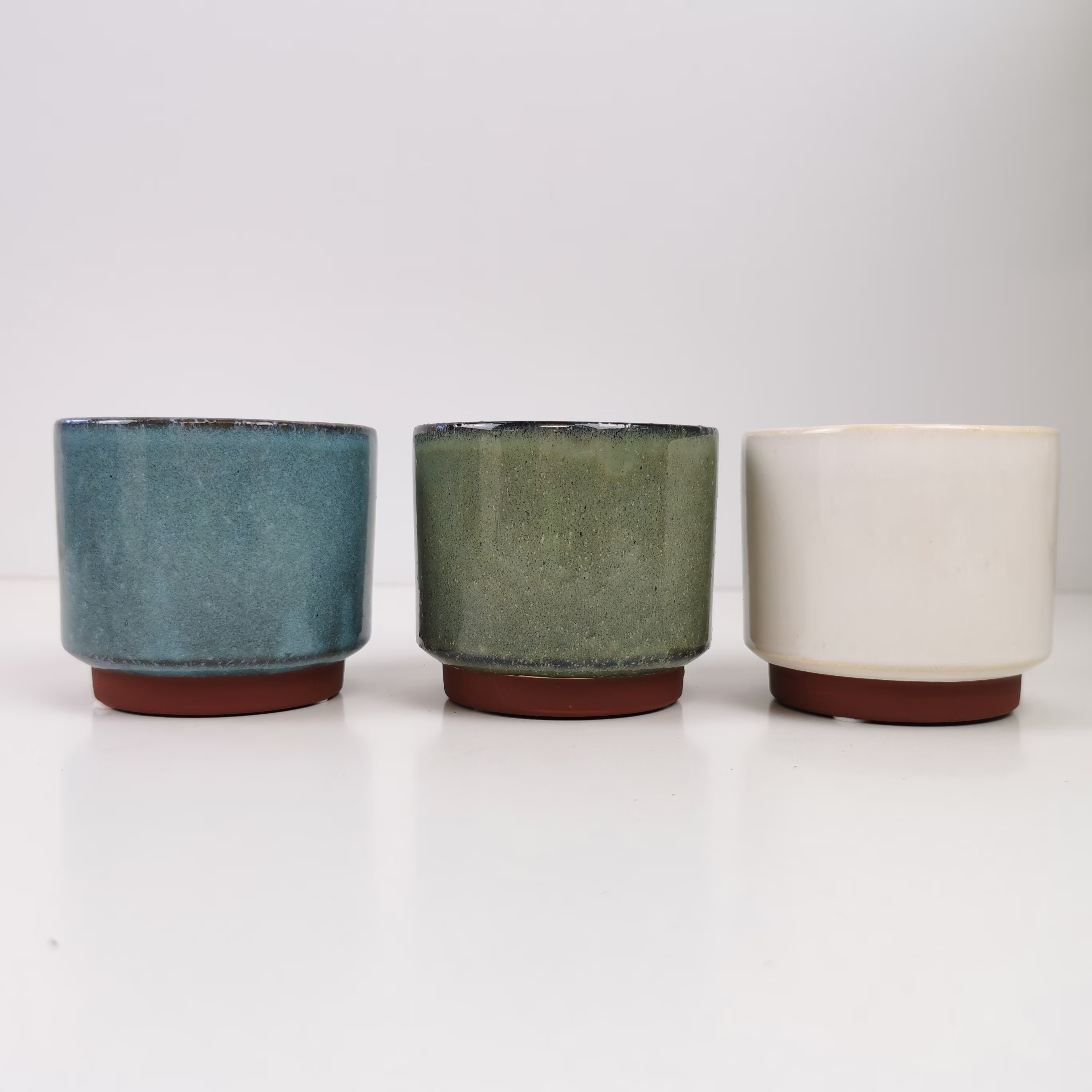 Glazed Stoneware Planter/House Plant Pot - Coastal Blue, Green & Cream