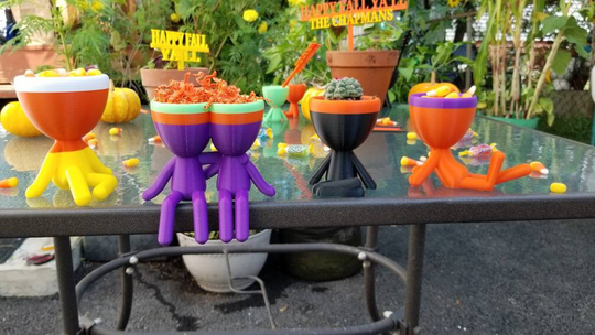 Halloween & Fall Colored Succulent Planters - Multicolor Human Planter Robert Candy Corn Bowl Head