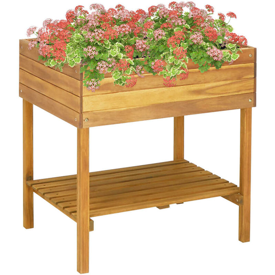 Hommoo - Raised Garden Planter 78.5x58.5x78.5 cm Solid Acacia Wood