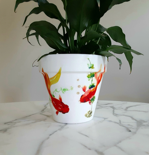 Koi Fish Planter-6 Inch, Fish, Gifts, Fish Plant Pots, Plant Lover Decoupage, Gifts For Her, New Home Gift