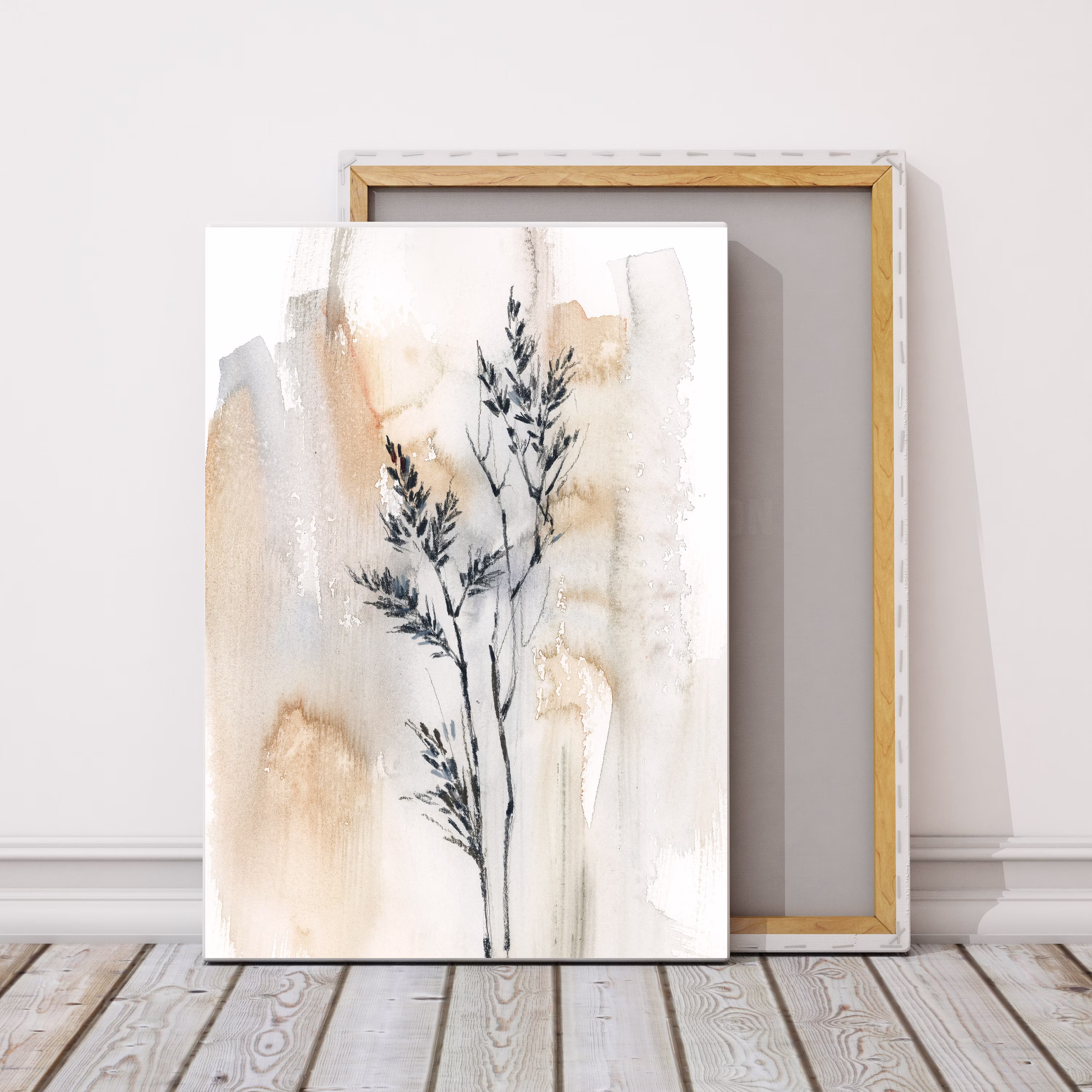 Abstract Botanical Painting, Canvas Art Print, Natural Neutral Colors, Herbs Art, Print On Canvas, Fine Ready To Hang