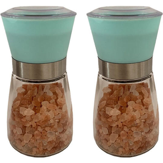 Salt and Pepper Grinder Set - Adjustable Spice Ceramic Grinders Mill Shaker for Kitchen Table 2PCS Cyan