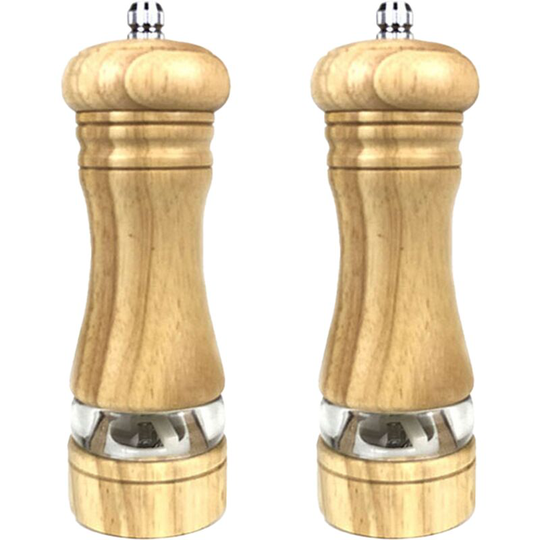 Salt and Pepper Grinders Set Solid Wood Body Pepper Mill with Adjustable Coarseness Fine to Coarse primary color