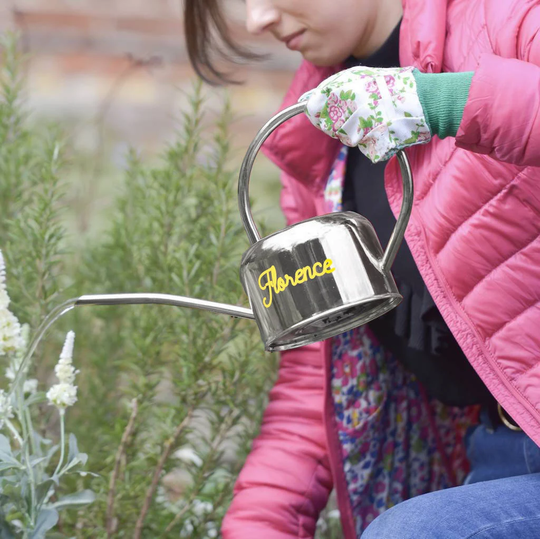 Personalised Chrome Metal Watering Can , Gardening Gift , Gardenware - Gardeners Gift, Elegant