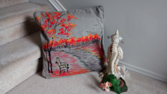 Personalized Gifts Fall Landscape, Hand Painted Pillows, Seasonal Decor, Thanksgivings Decorations, Sunflowers, Halloween, Holidays