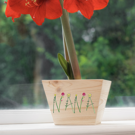 Personalised Fully Floral Pine Planter