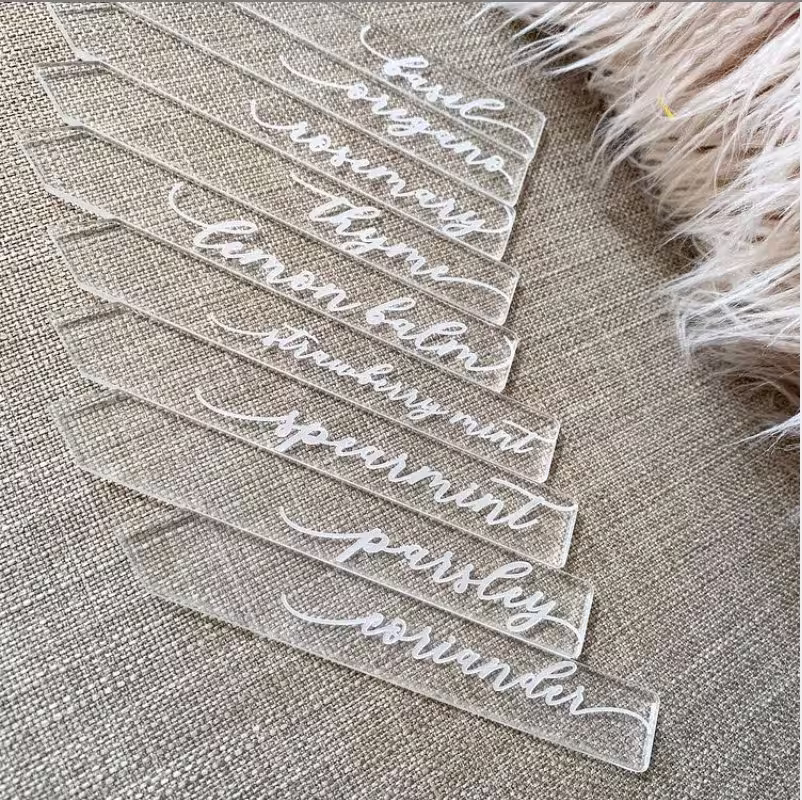 Laser Cut & Engraved Acrylic Garden Herb Stakes, Plant Markers, Stakes