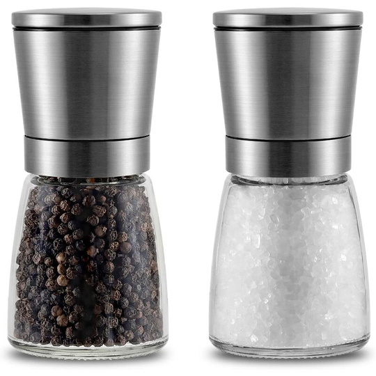 Naxunnn - Premium quality ceramic salt and pepper mill set with adjustable coarseness, coarse and fine salt and pepper shakers for home or kitchen