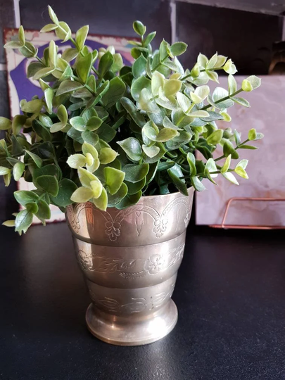 Brass Jardiniere, Planter, Etched Brass, Vintage