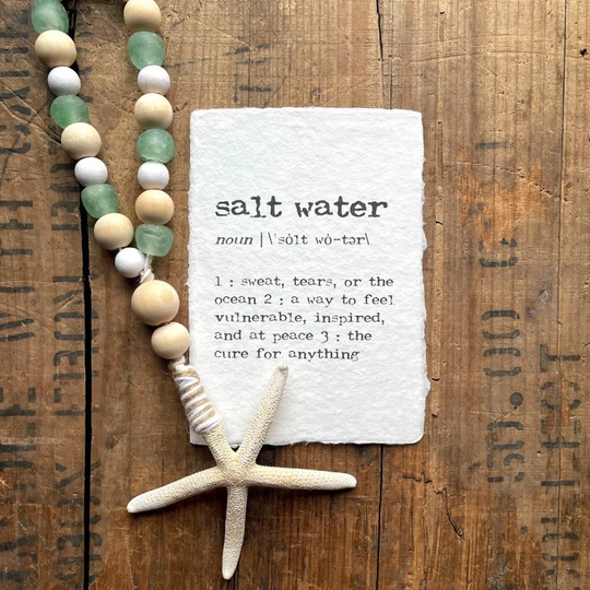 Salt Water Definition Print in Typewriter Font On 5x7, 8x10, 11x14 Handmade Paper, Ocean Lover, Beach House Decor, Mermaid, Quote