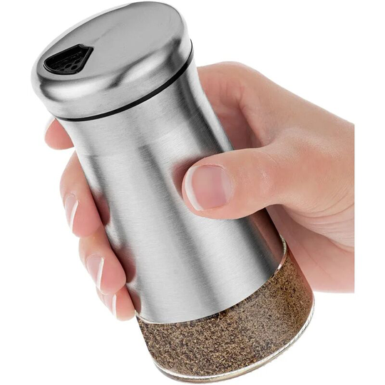 Pepper Shaker or Salt Shaker with Adjustable Pouring Holes - Stylish Stainless Steel Spice Dispenser - Perfect for Himalayan, Table Salt, White and