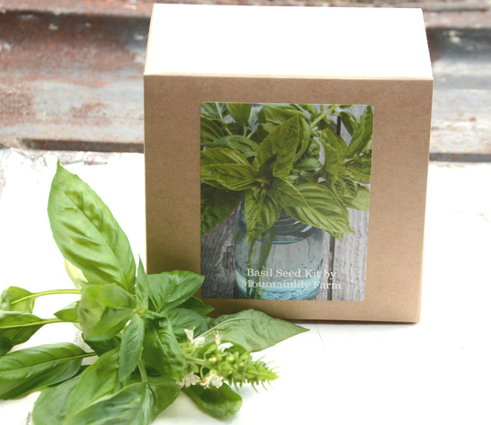Sweet Basil Seed Kit, Indoor Herb Diy Plant Grow Organic Basil, Great For Container Garden, Hostess Gift Or Housewarming