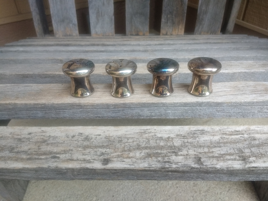 Vintage Italian Silver Plated Salt & Pepper Shakers Retro Kitchen Dining Decor | 2 Total Set Of 4 Made in Italy