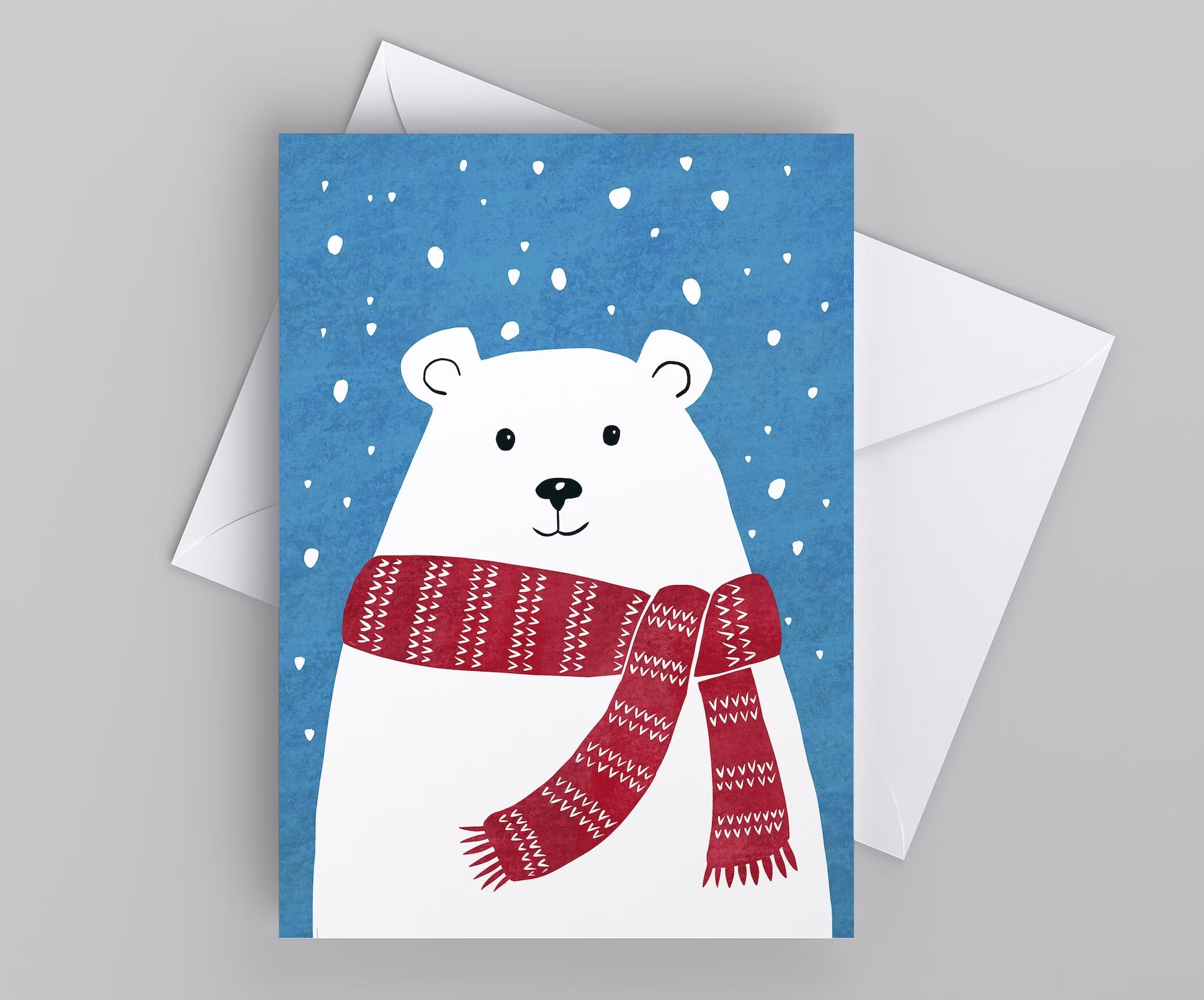 Christmas Card With Bear, Winter Greetings Card, Season's Greeting