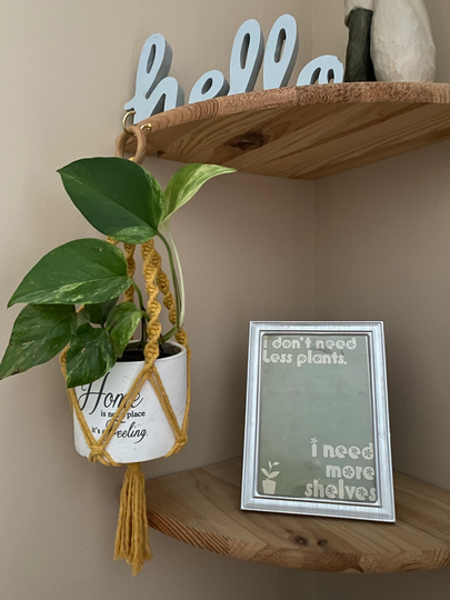 Mustard Yellow Mini Plant Hanger, Succulent Small Pot Holder, Boho Home Decor, Short Gifts