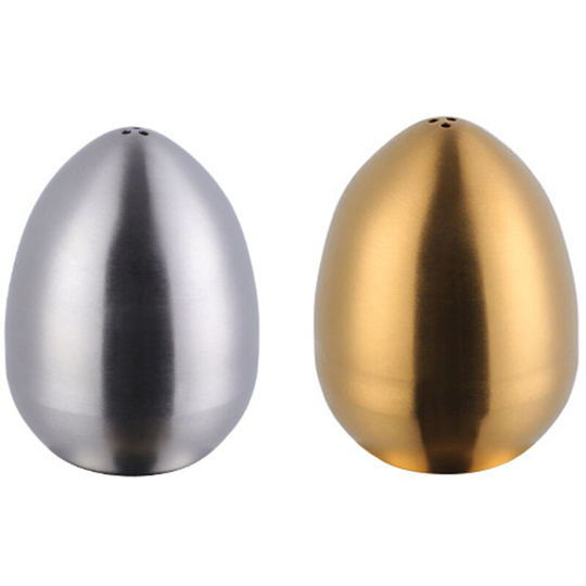 Stainless steel egg seasoning jar kitchen salt and pepper shaker with three holes natural color + gold