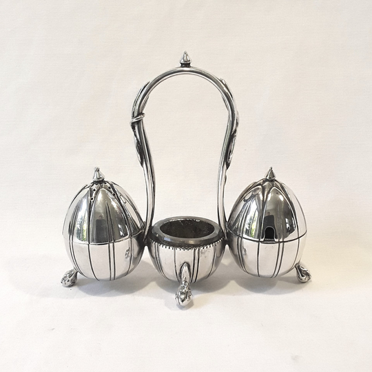 Antique Aesthetic Style Silver Plate Cruet Set