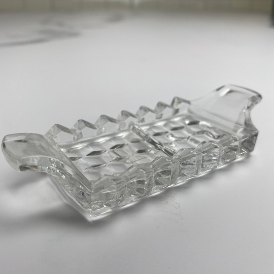 Vintage Pressed Rectangle Glass Salt Cellar/Glassware Food Props Photography Styling