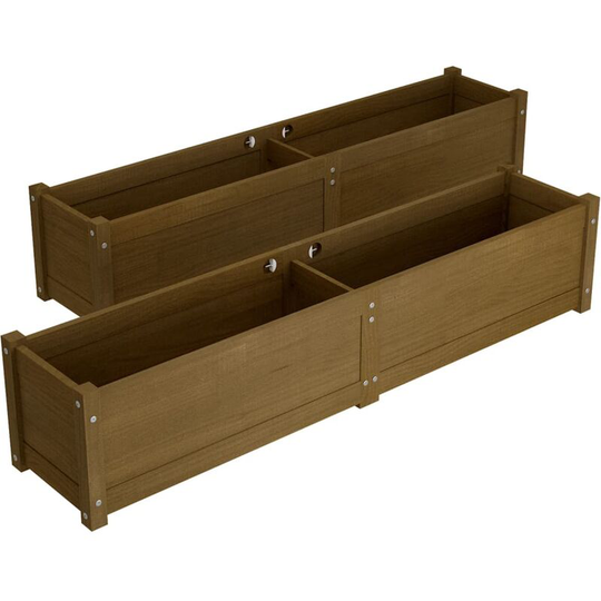 Garden Raised Beds 2 pcs Honey Brown 150x31x31cm Solid Pinewood Vidaxl Brown