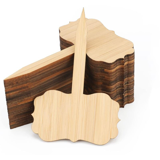 60 Pack T-type Bamboo Plant Tags Wooden T-type Plant Markers Garden Markers for Potted Garden Plants (6 x 10cm)