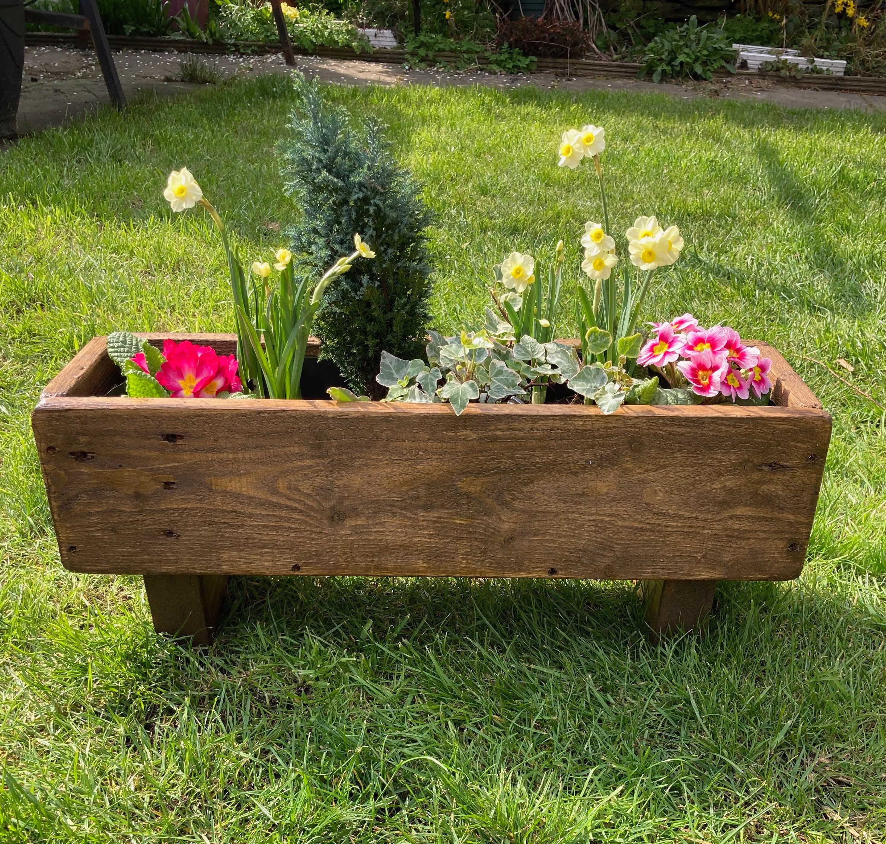 Rustic Raised Garden Planter Handmade, 60cm,