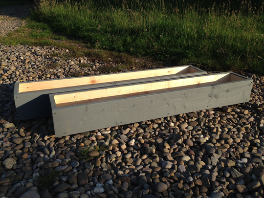 2 X 60 cm Long Wooden Garden/Herb Planters - Painted Cuprinol Silver Birch | Grey Ready Assembled With Fast&free Delivery