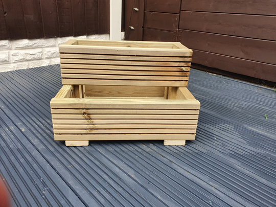L Shape 2 Tier Wooden Treated Decking Planters Pots