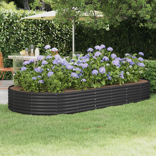 Asupermall - Garden Planter Powder-coated Steel 296x140x36 cm Anthracite