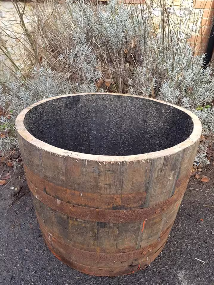 Oak Barrel Planter Whiskey Flower Pot Basket Tub