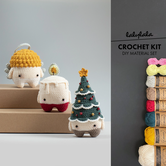 Crochet Kit Lalylala Seasons Christmas #1 Amigurumi Diy Angel, X-Mas Tree, Candle, Make Your Own Festive Fun Decoration