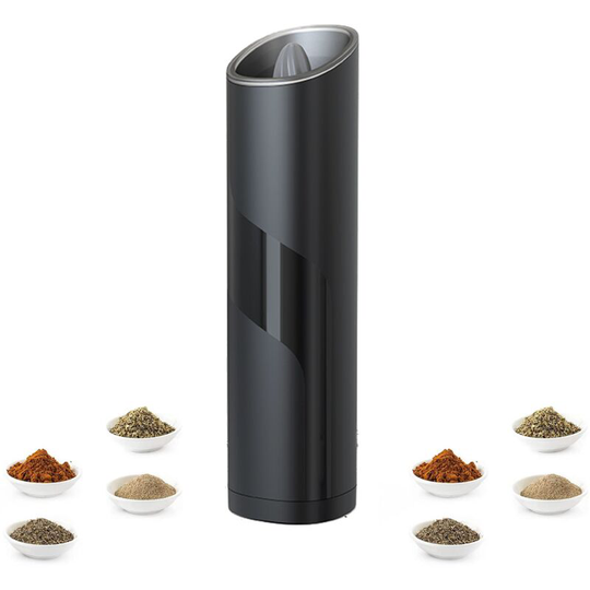 Pesce - Salt and Pepper Grinder, Electric Pepper Grinder Salt Ginder, Battery Operated Sea Salt Grinder Adjustable Coarseness Black