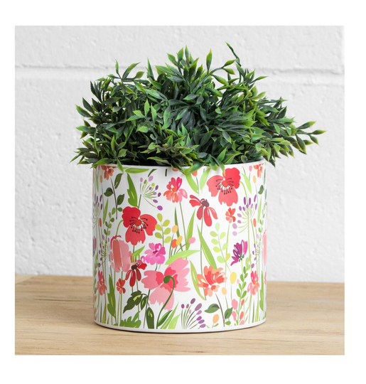 13.5cm Large Floral Leaves Ceramic Indoor Plant Pot Holder Herb Cover Planter