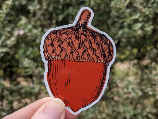 Large Acorn Sticker, Fall Autumn Vinyl Decal, Nuts, Decor, Burgundy Stickers, Seasonal Weather, Welcome Fall, Die Cut Sticker
