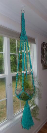 6' Teal Macrame Planter