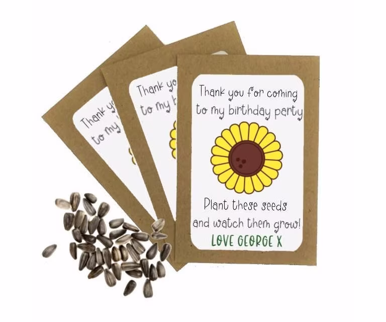 Personalised Birthday Seed Packets Envelopes With Seeds | Party Favour Sunflower Gift Bag Thank You