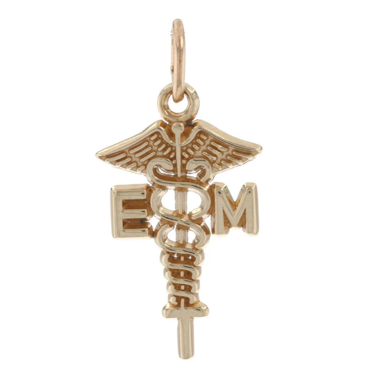 Medical Professional Caduceus Pendant - 14K Gold Emergency Medicine Health Charm