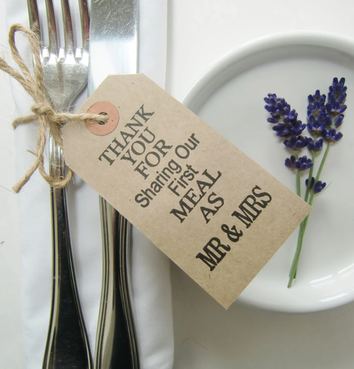 Rustic Wedding Napkin Holders, Mr & Mrs Table Decor, Thank You For Sharing Our First Meal