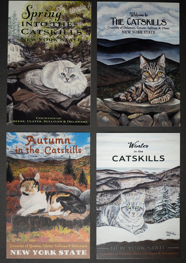 Set Of | 4 Four Seasons Catskill Cat Postcards