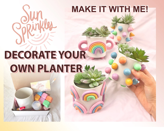 Diy Polymer Clay Decorated Planter Kit/ Home Decor/ Crafting Easy Craft Project/ Hobby Box/ Party/ Make Your Own Planter Pot