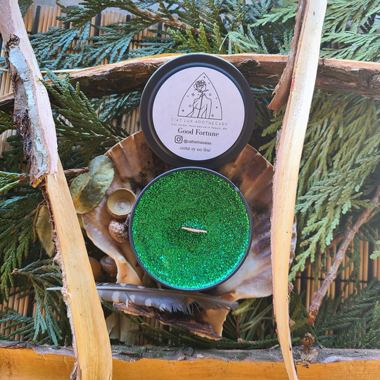Good Fortune & Increase Wealth Spell Candle | Luxury Handcrafted Coconut Soy Scented With Herbs Hand Poured